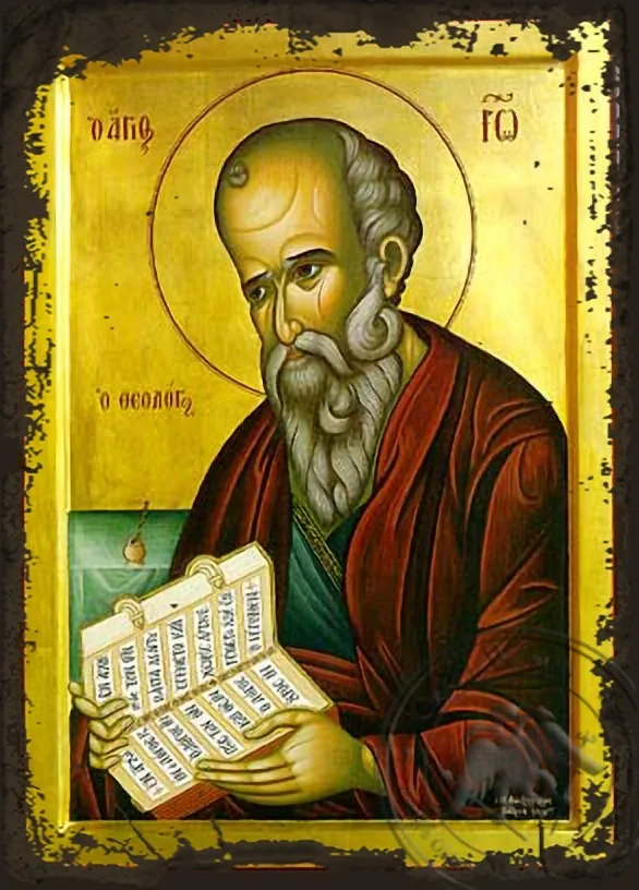 Saint John the Theologian and Evangelist - Aged Byzantine Icon