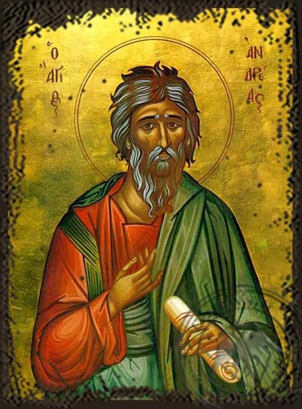 წმინდა მოციქული ანდრია, პირველწოდებული, ძველებურად გაფორმებული ბიზანტიური ხატი