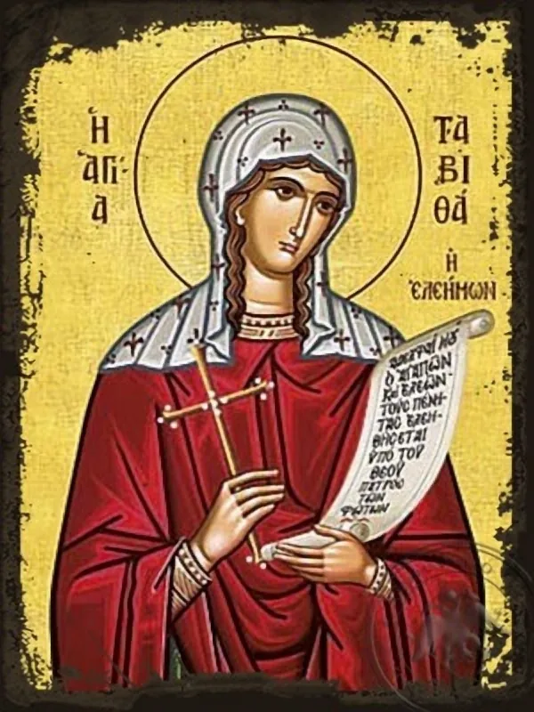 Saint Tabetha the Widow Raised From the Dead by the Apostle Peter - Aged Byzantine Icon