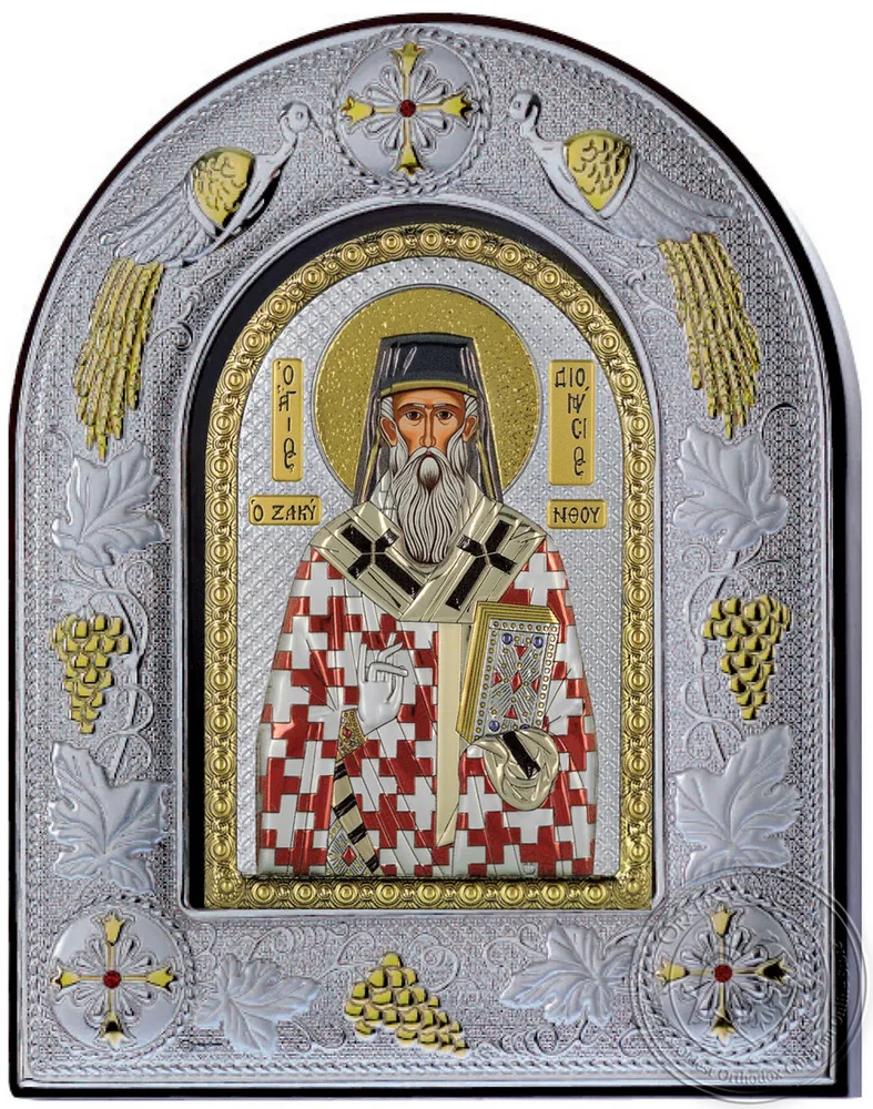 წმინდა დიონისე, ვერცხლისფერი ხატი მინის ჩარჩოში