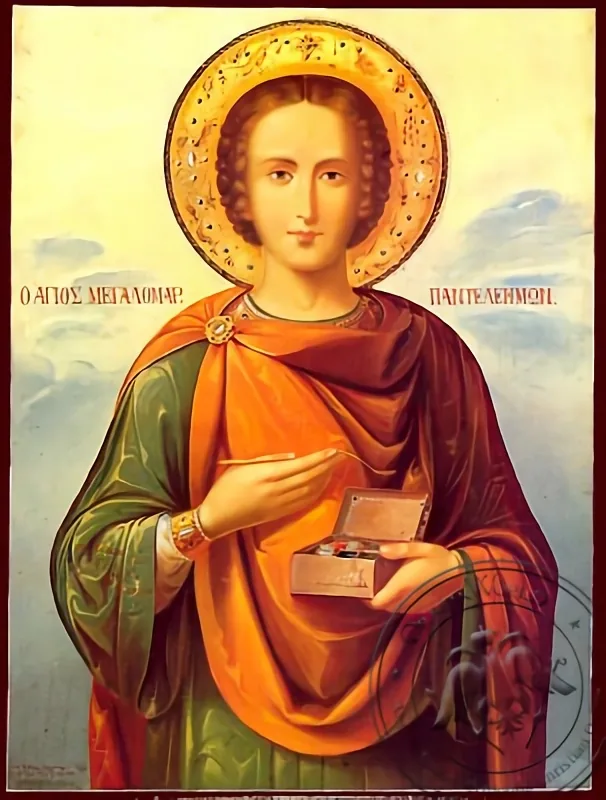 Saint Panteleimon, the Great Martyr - Nazarene Art Icon