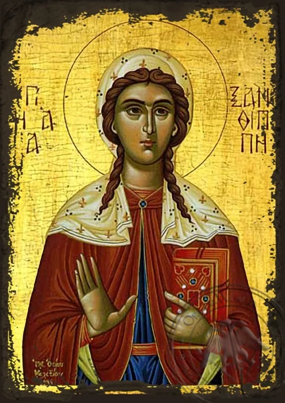 Saint Xanthippe - Aged Byzantine Icon