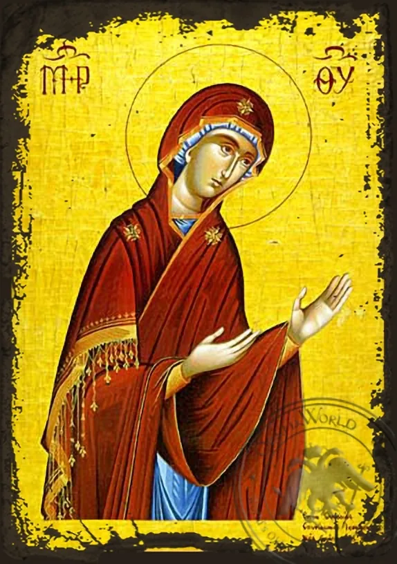 ღვთისმშობელი, პარაკლისი, ძველებურად გაფორმებული ბიზანტიური ხატი