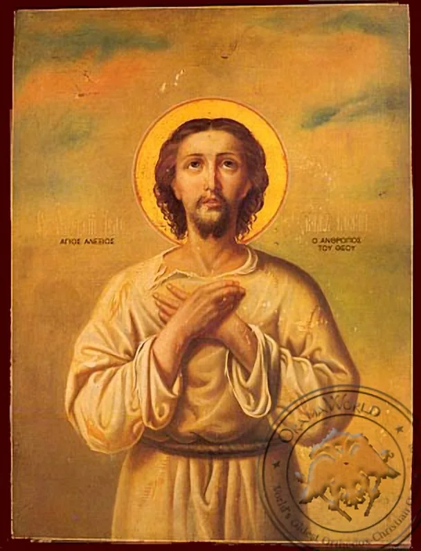 Святой Алексий, рукописная икона