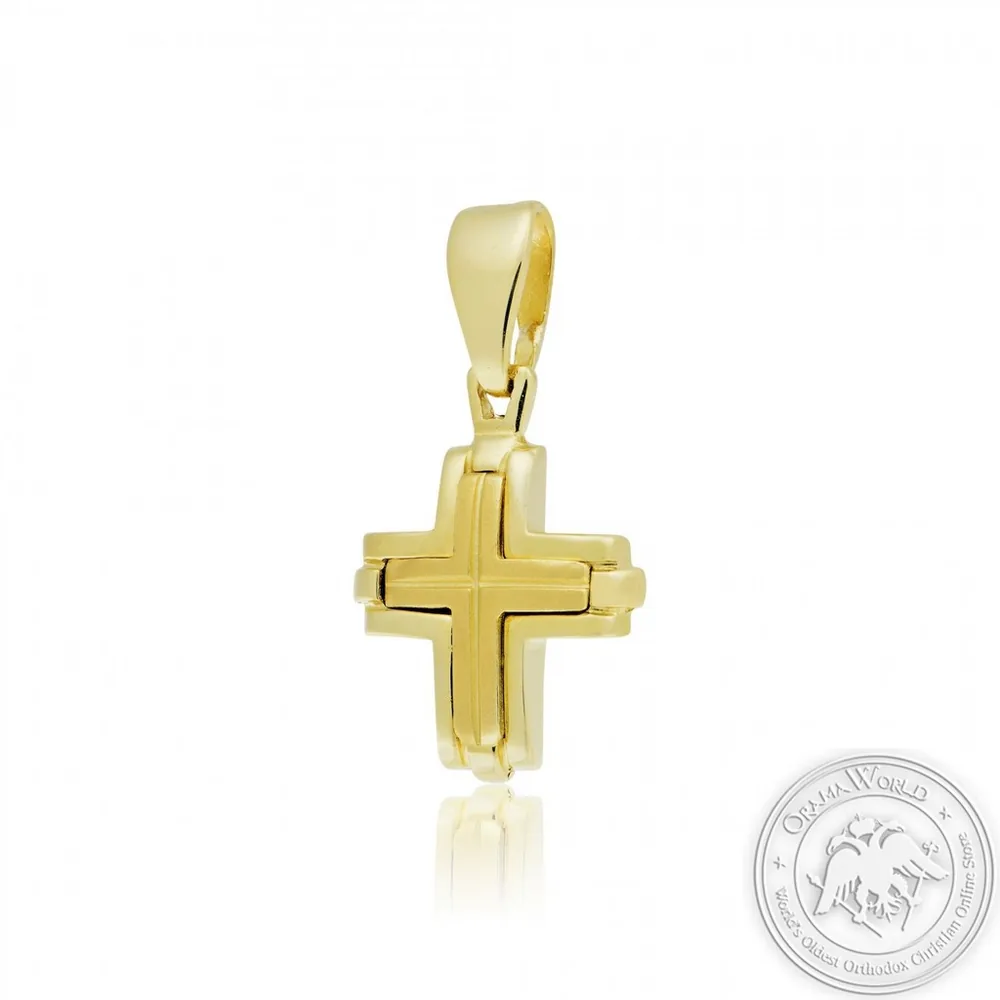 Christening Cross for Boys made of 14K Yellow Gold