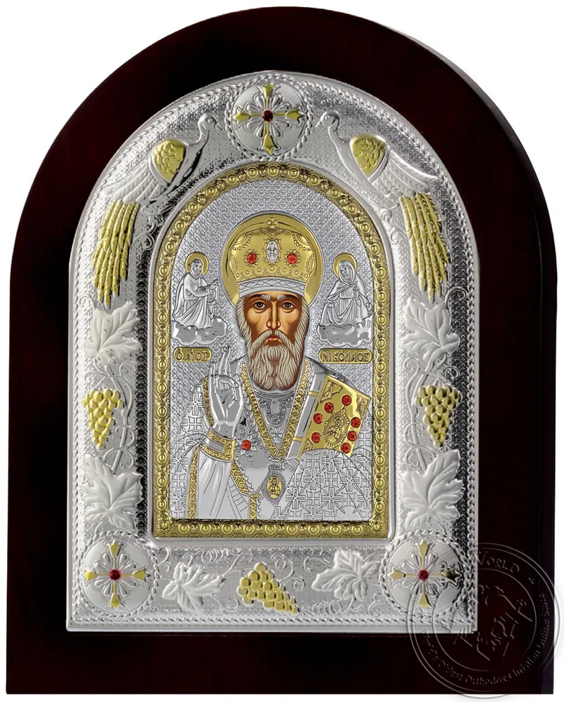 Святитель Николай, серебряная икона
