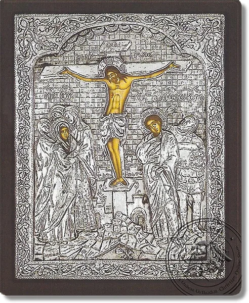 Распятие, серебряная икона