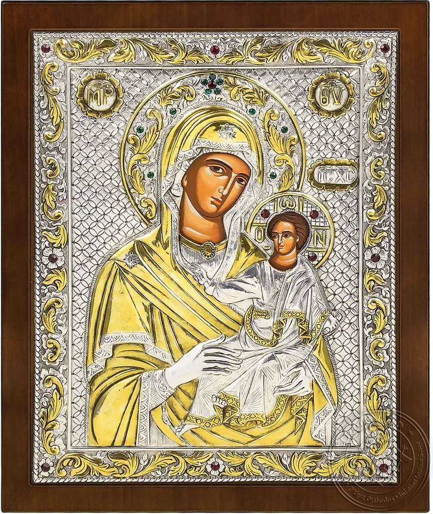 ღვთისმშობელი უხრწნელი მოოქროვილი ქვებით, ვერცხლის ხატი