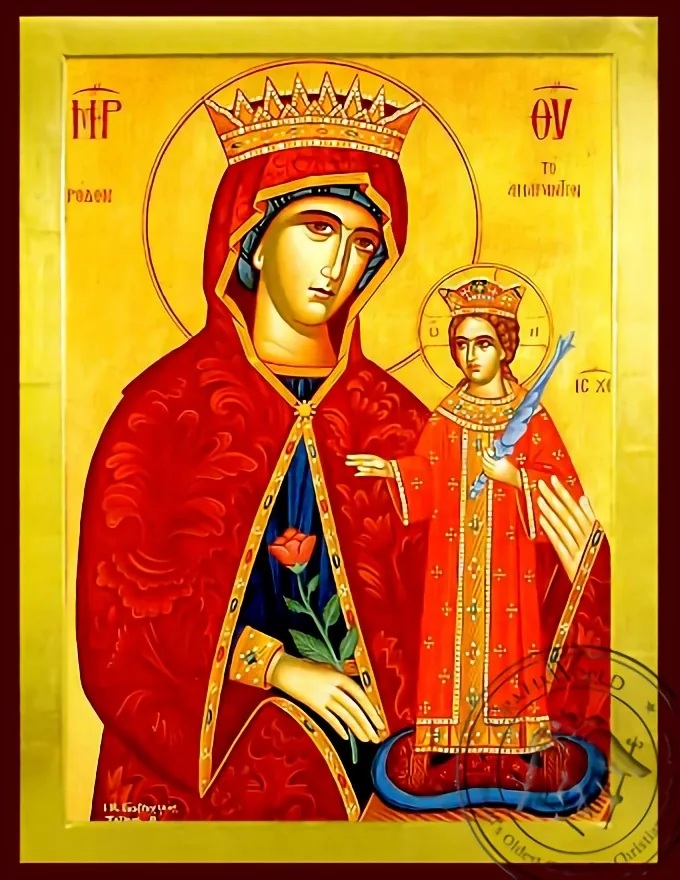 Virgin and Child, Unwithering Rose - Byzantine Icon