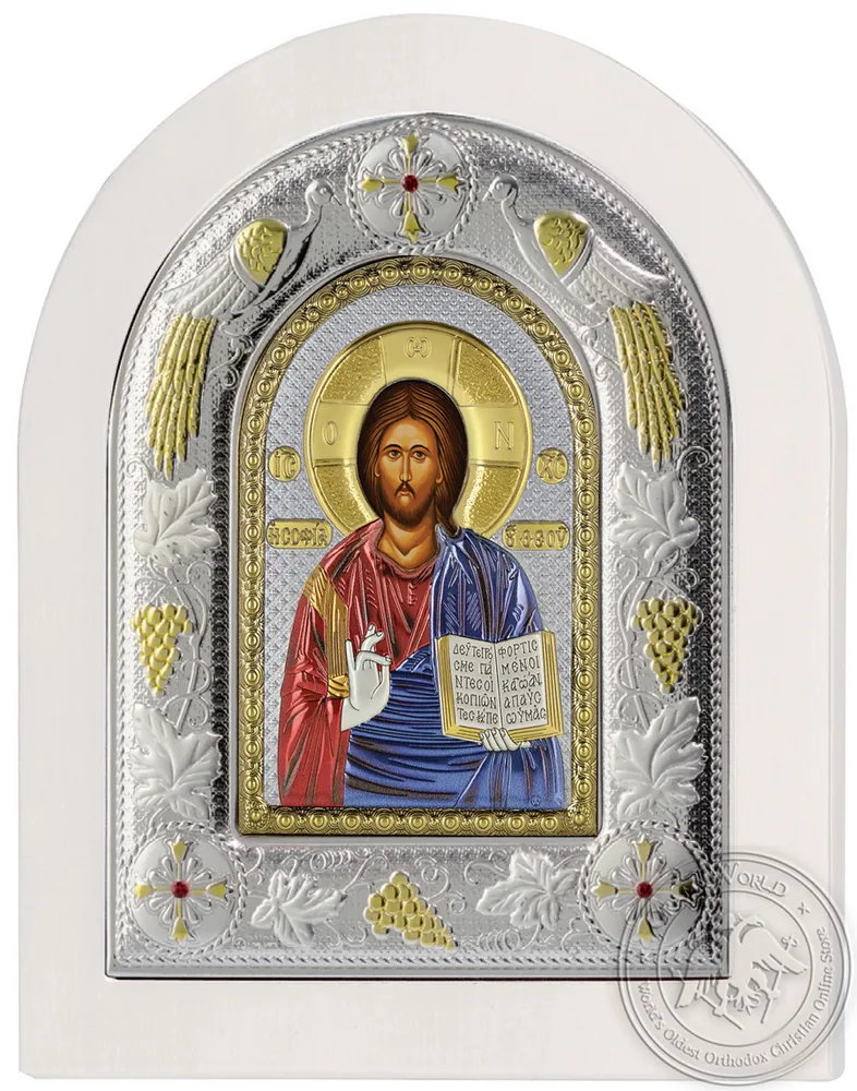 ქრისტე, ვერცხლისფერი ხატი თეთრ ხეზე