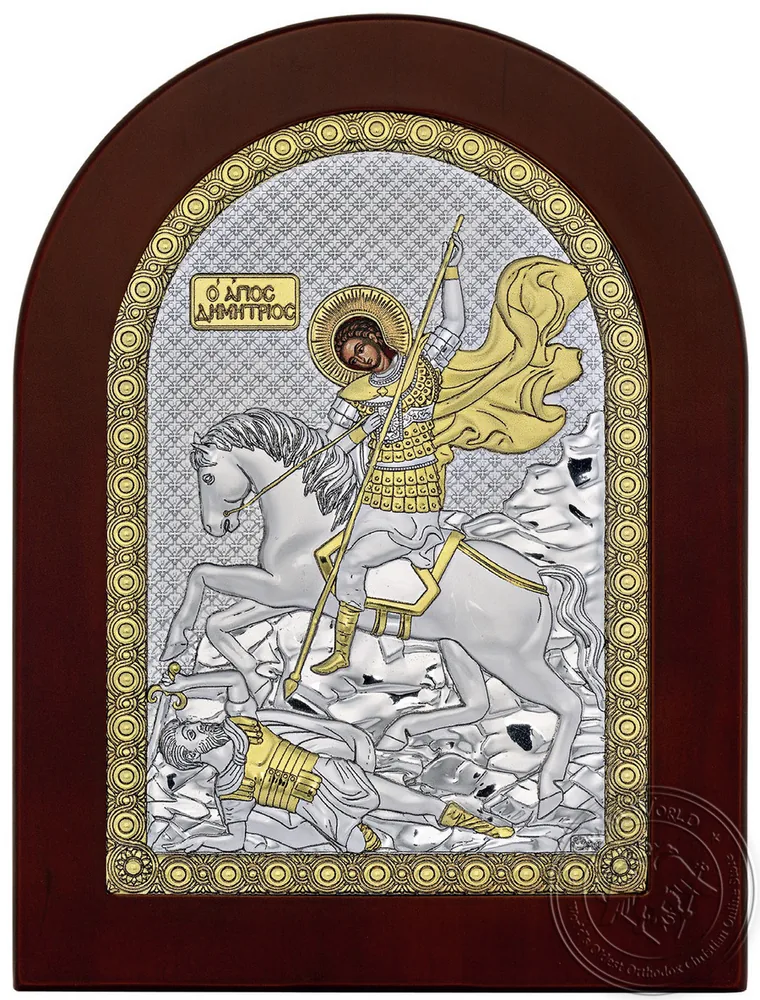 Святой Димитрий, серебряная икона