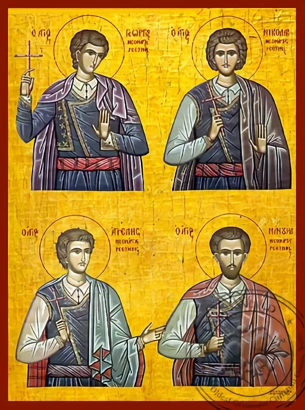 Four Holy Neomartyrs of Rethymne - Hand-Painted Icon