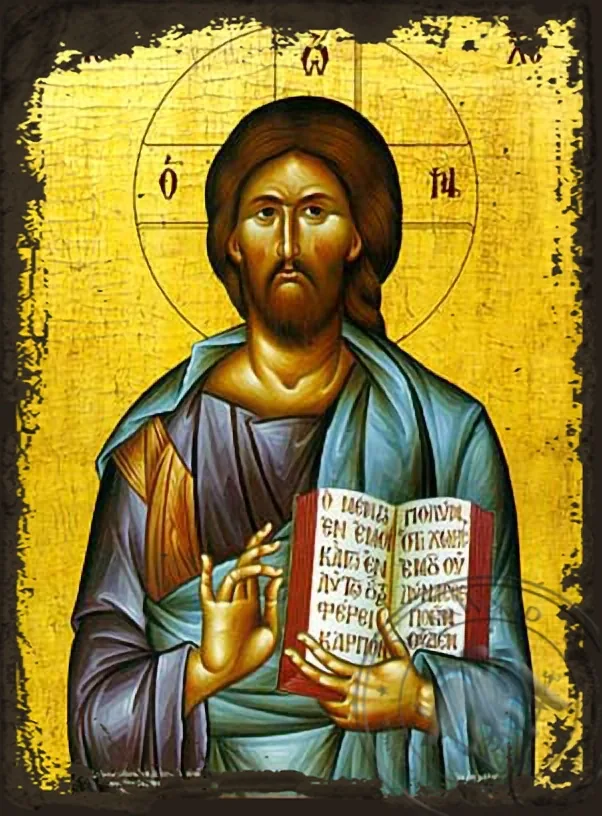 Спаситель благословляющий, византийская икона под старину
