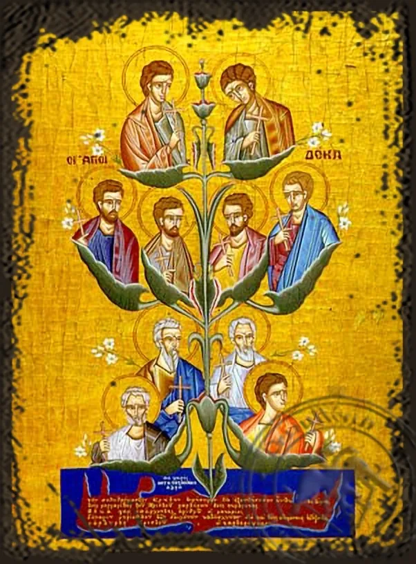 კრეტის ათი წმინდანი, ძველებურად გაფორმებული ბიზანტიური ხატი