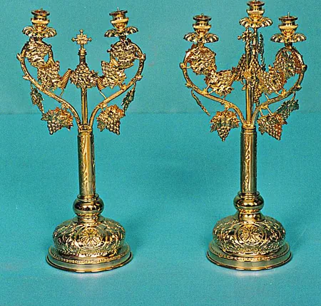 Triple and Double Candlesticks Grapevine Design Engraved