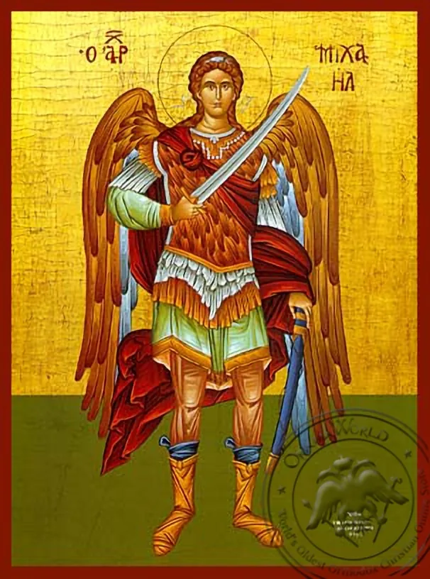 მთავარანგელოზი მიქაელი, სრული ტანით, ხელნაწერი ხატი