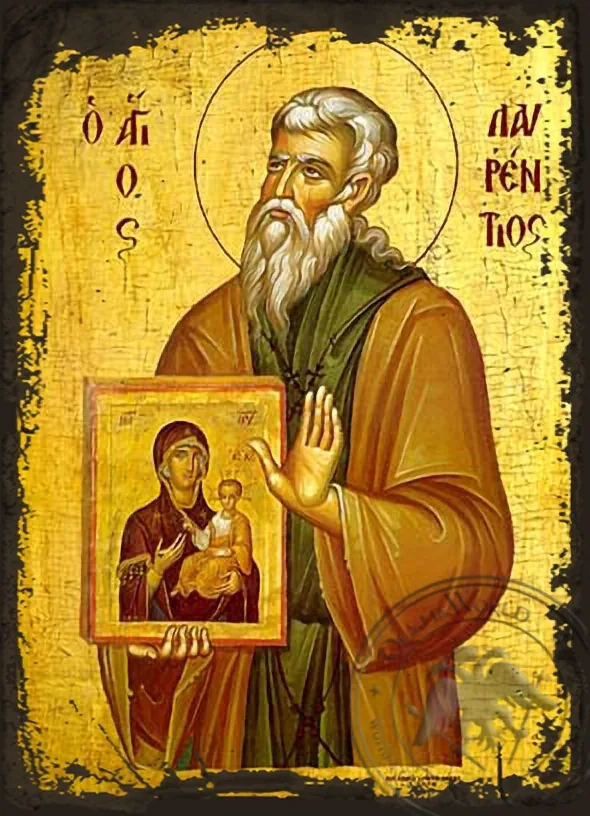 წმინდა ლავრენტი სალამინელი, ძველებურად გაფორმებული ბიზანტიური ხატი