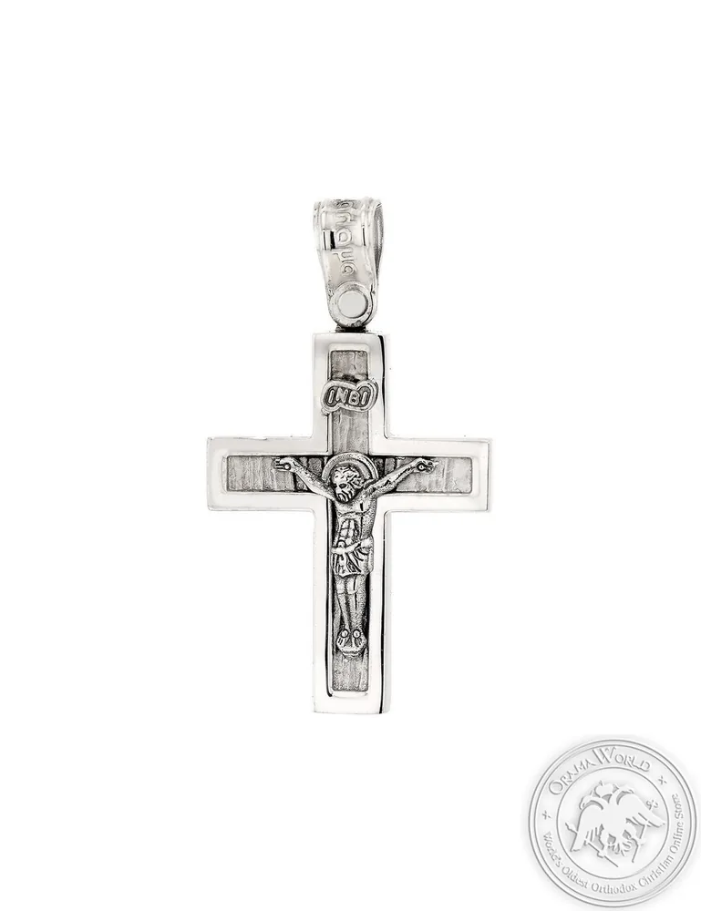 სანათლავი ჯვარი ბიჭებისთვის 14 K თეთრი ოქროს