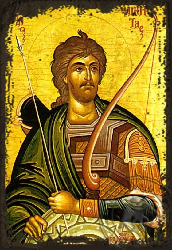 Святой Никита, византийская икона под старину