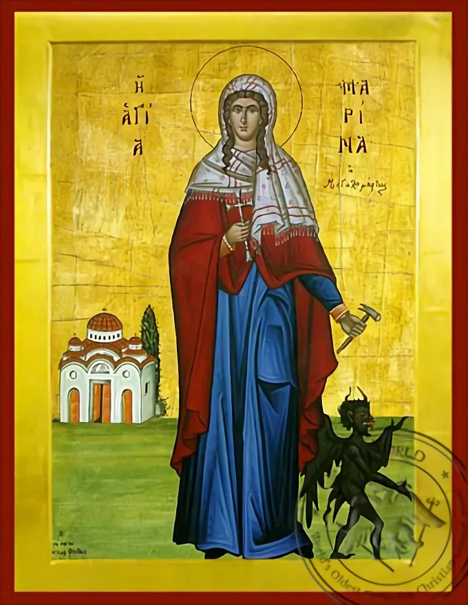Saint Marina, the Great Martyr, of Antioch, Full Body - Byzantine Icon