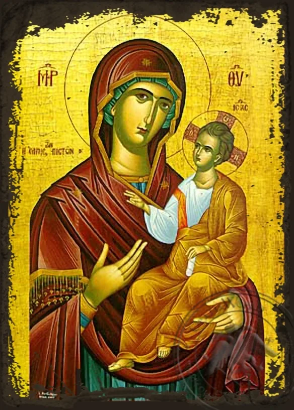 Panagia :The Hope of the Faithfull - Aged Byzantine Icon