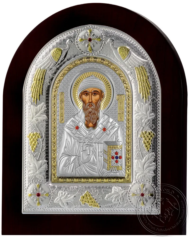 Святой Спиридон, серебряная икона