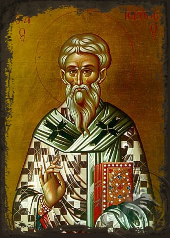 Saint Hierotheus, Hieromartyr, Bishop of Athens, Greece - Aged Byzantine Icon