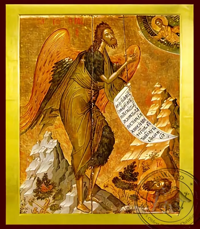 წმინდა იოანე წინამორბედი, უდაბნოს ფრინველი, ბიზანტიური ხატი