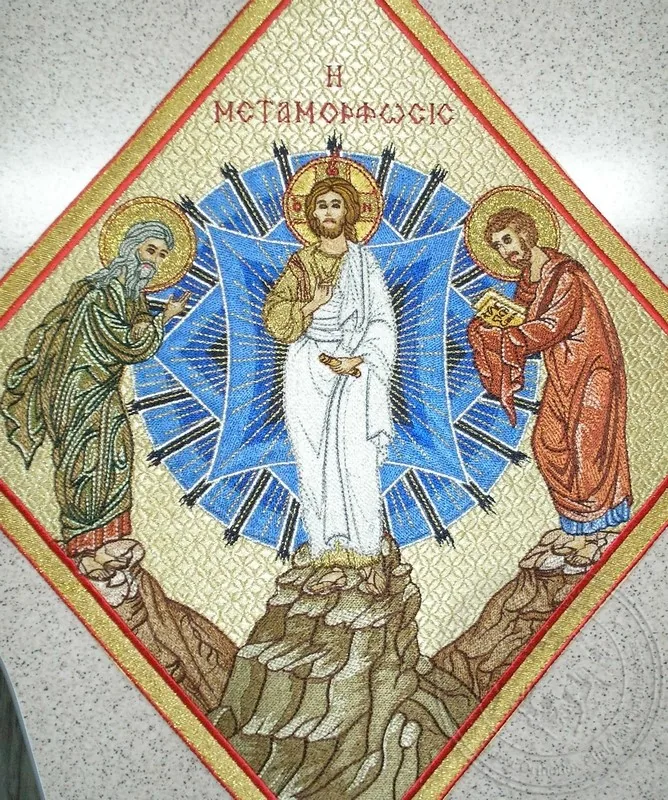 Преображение с вышитым фоном, палица