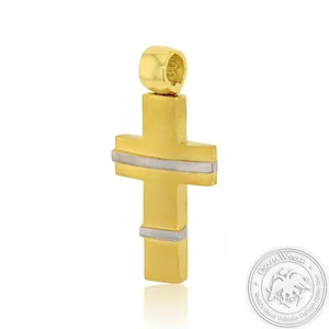 Christening Cross for Boys made of 14K Yellow and White Gold