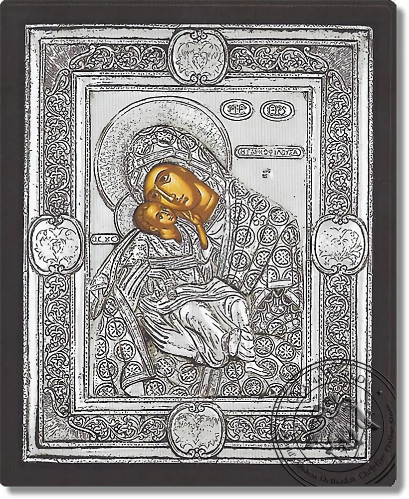 Panagia Glikofilousa - Silver Icon