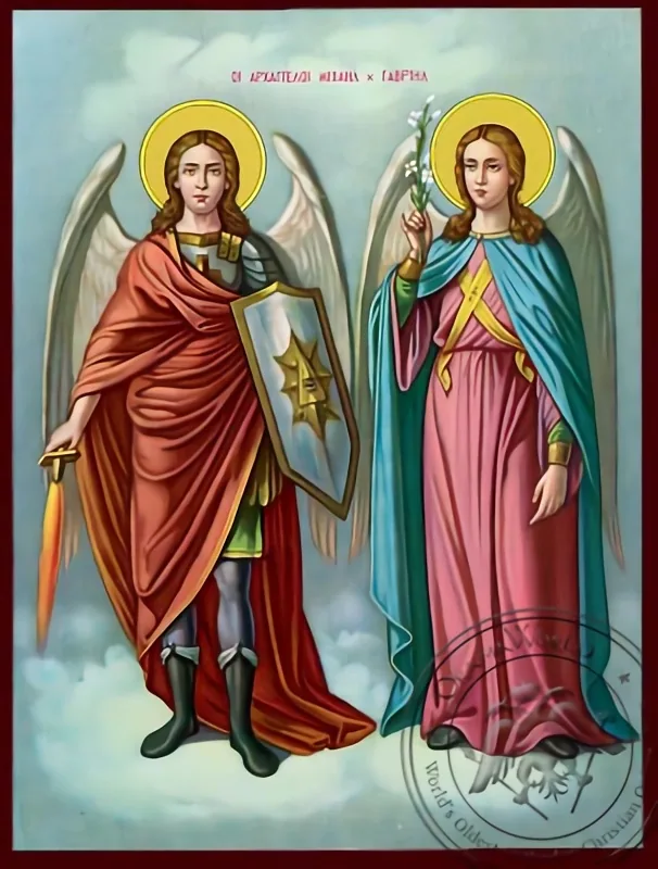 Michael and Gabriel the Holy Archangels - Nazarene Art Icon