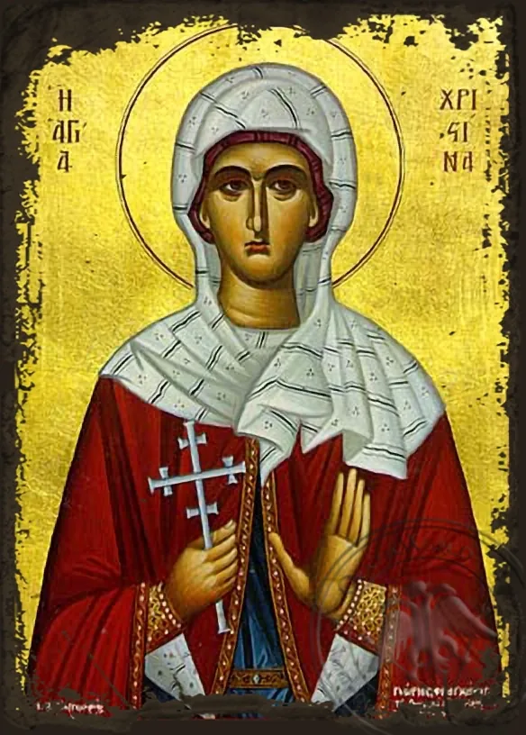 Saint Christina, the Great Martyr, of Tyre - Aged Byzantine Icon