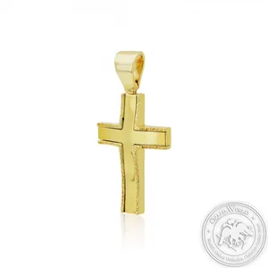 Christening Cross for Boys made of Yellow Gold-Plated Sterling Silver 925