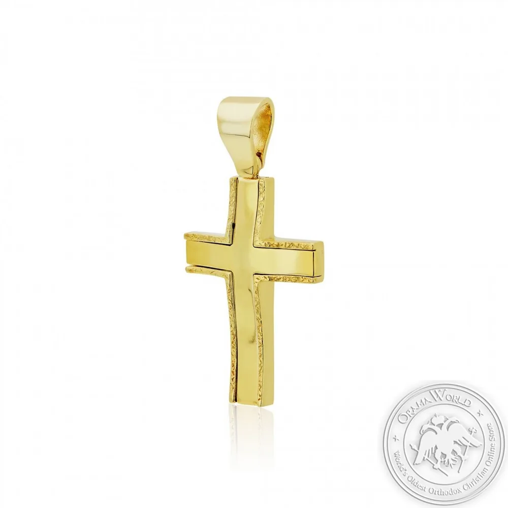 Christening Cross for Boys made of Yellow Gold-Plated Sterling Silver 925