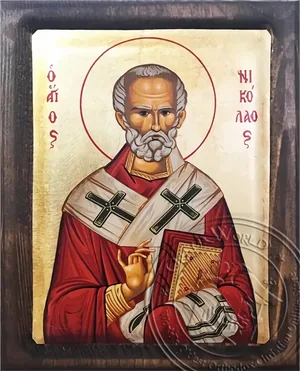 წმინდა ნიკოლოზი, რელიეფური, აბრეშუმზე ნაბეჭდი ხატი