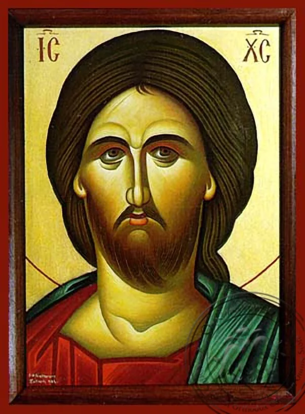 Христос, оплечная, рукописная икона