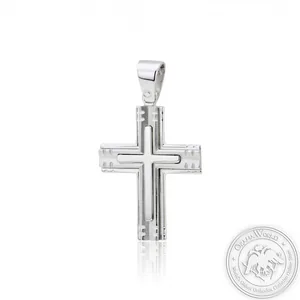 Christening Cross for Boys made of 14K White Gold