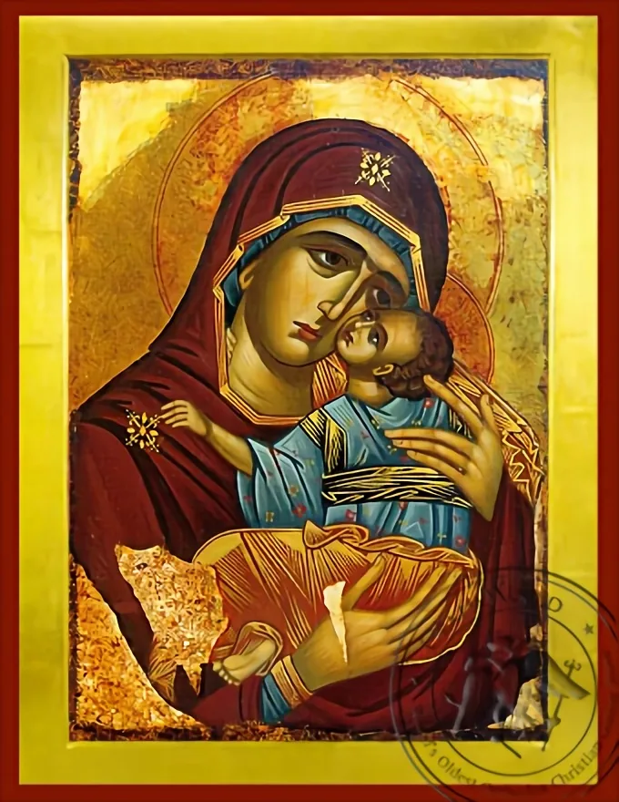 Virgin and Child, Sweet Kissing, Chionon of Naxos, Greece (Copy of Prototype) - Byzantine Icon