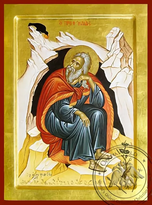 წმინდა წინასწარმეტყველი ელია გამოქვაბული, სრული ტანით, ბიზანტიური ხატი