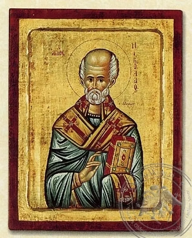 Saint Nikolaos - Engraved Silk Printed Icon
