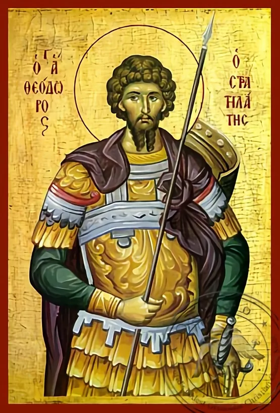 Святой Феодор Стратилат, рукописная икона