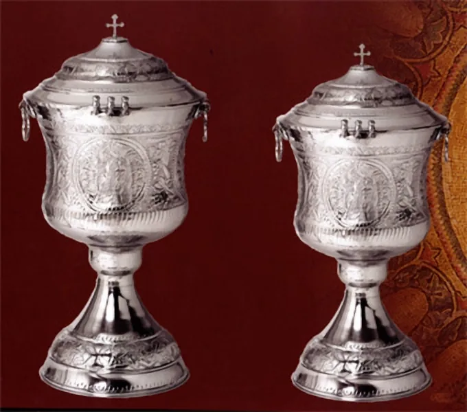 Hand Carved Chromium Baptismal Font with Lid
