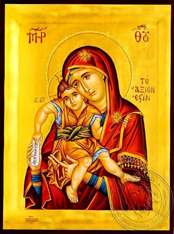 Virgin and Child, Axion Esti (It is Truly Meet) - Hand Painted Icon
