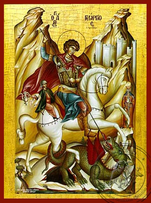 წმინდა დიდმოწამე გიორგი, ცხენზე, ხელნაწერი ხატი