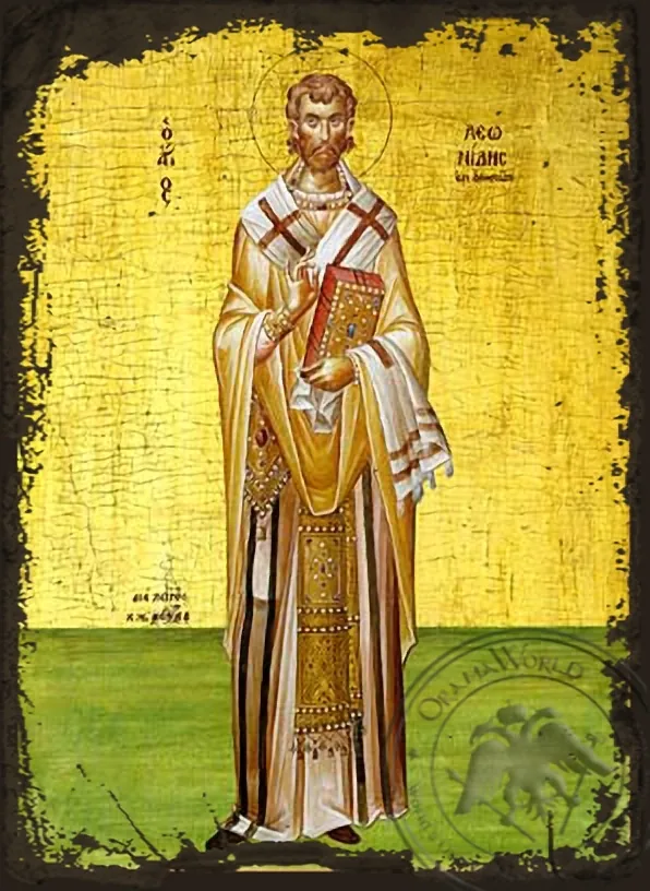 Святой Леонид Афинский, византийская икона под старину