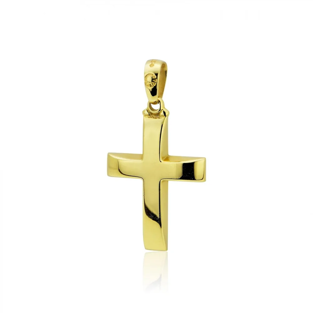 Christening Cross for Boys made of 14K Yellow Gold