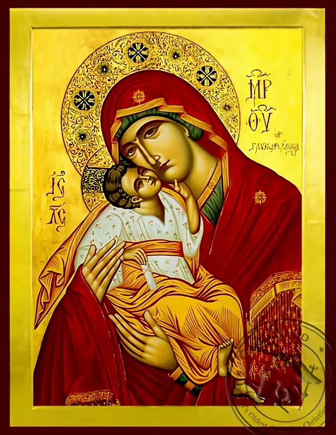 Virgin and Child, Sweet Kissing - Byzantine Icon