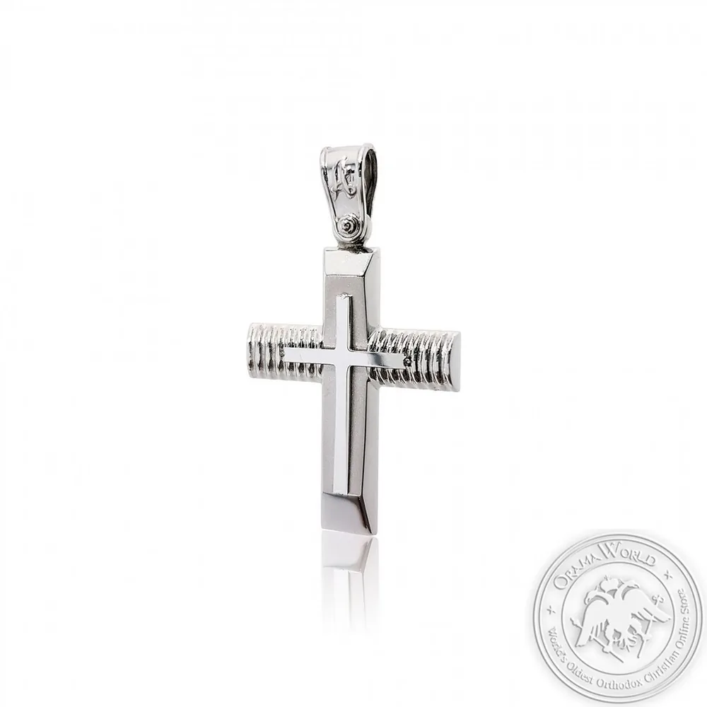Christening Cross for Boys made of 14K White Gold