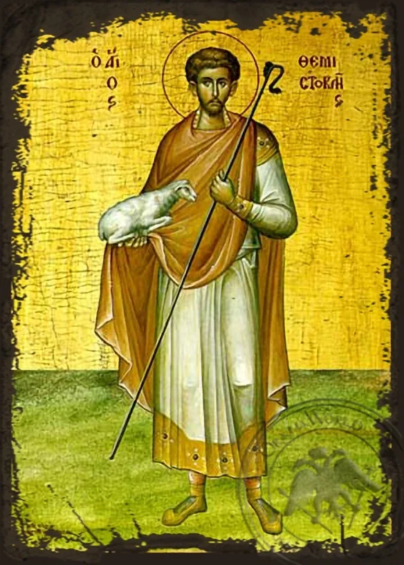 Saint Themistocles - Aged Byzantine Icon